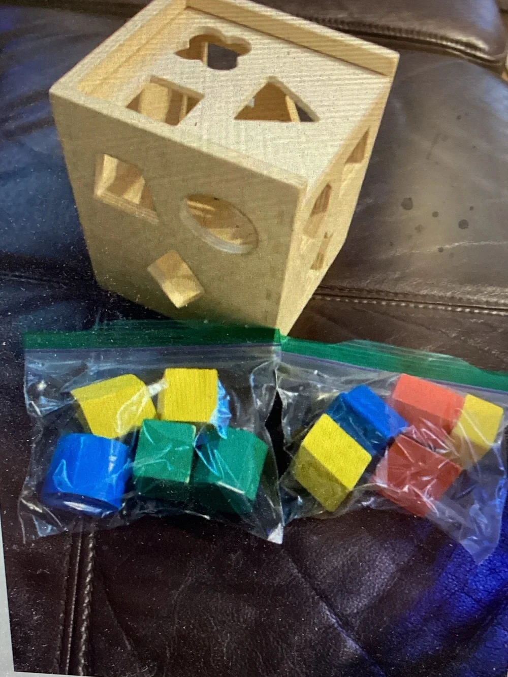 Melissa & Doug Wooden Shape Sorter Cube - Natural Beige